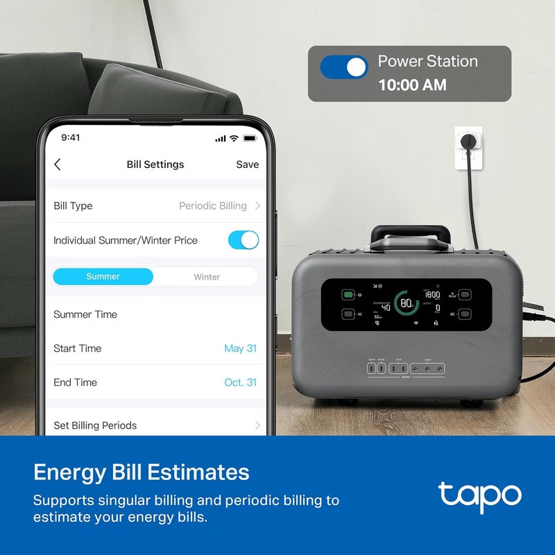 tapo مقبس ذكي من TP-Link ميني، متوافق مع Matter، متوافق مع أليكسا، جوجل هوم وSamsung SmartThings، مراقبة الطاقة، 15A، معتمد من UL، واي فاي 2.4G فقط، P110M (عبوة من 2) - Image 5